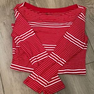 Red and white stripped shirt